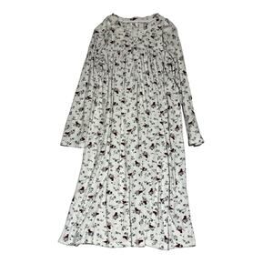 Aria Collection Fleece Babydoll Nightgown Medium White Red Cardinal Bird Midi